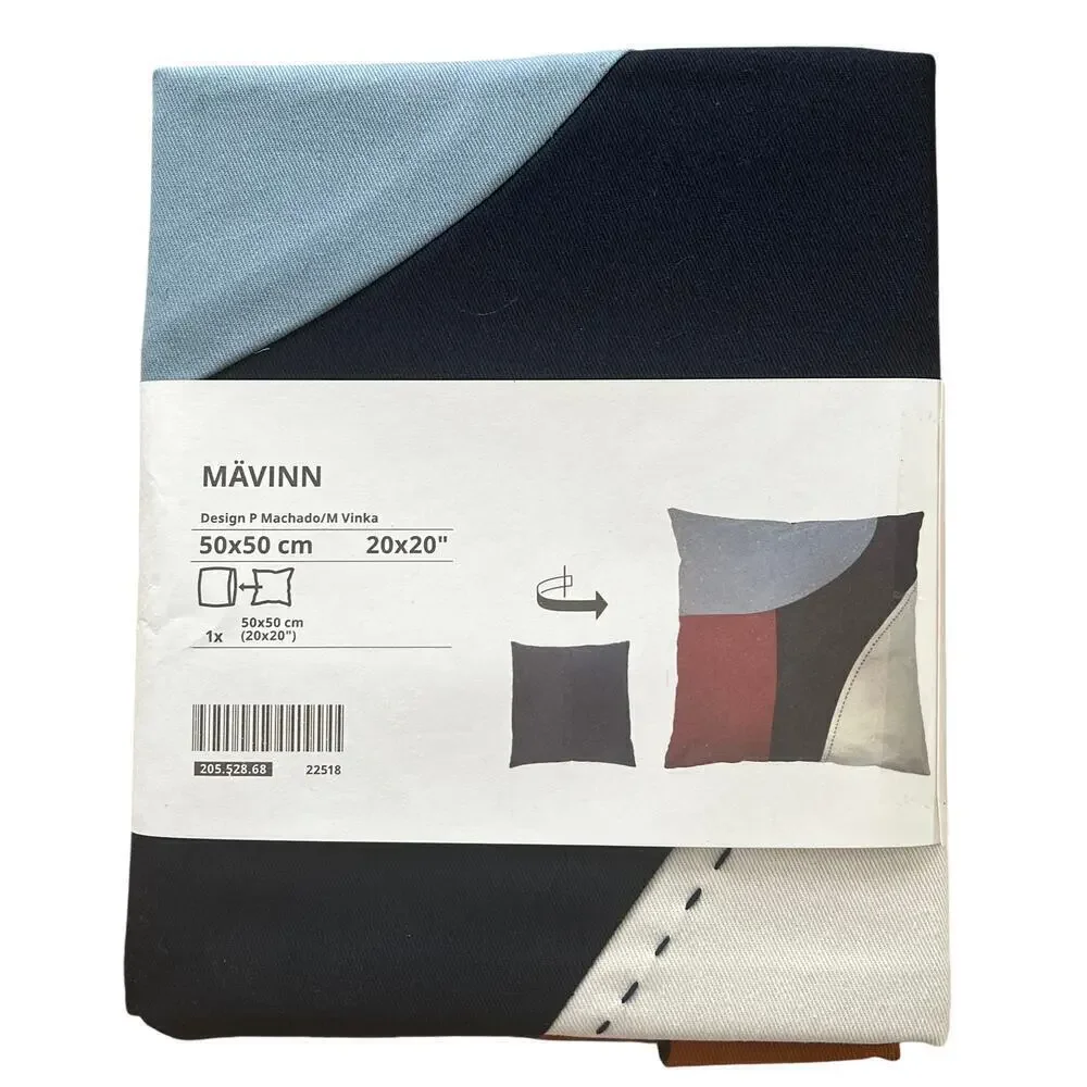 IKEA MAVINN Blue & Orange Cotton Pillow Cover 20
